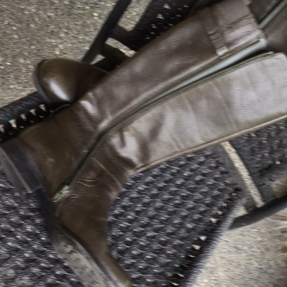 Naturalized olive green leather boots travel office Easter brunch equestrian - Picture 7 of 12